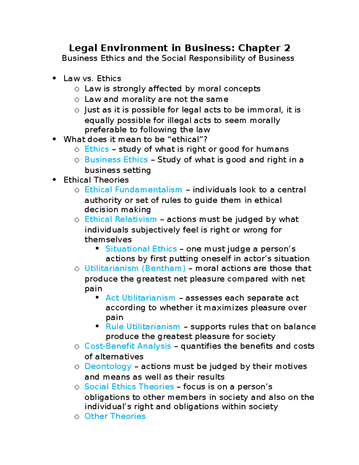 Chapter 2 - Business Ethics And The Social Responsibility Of Business ...