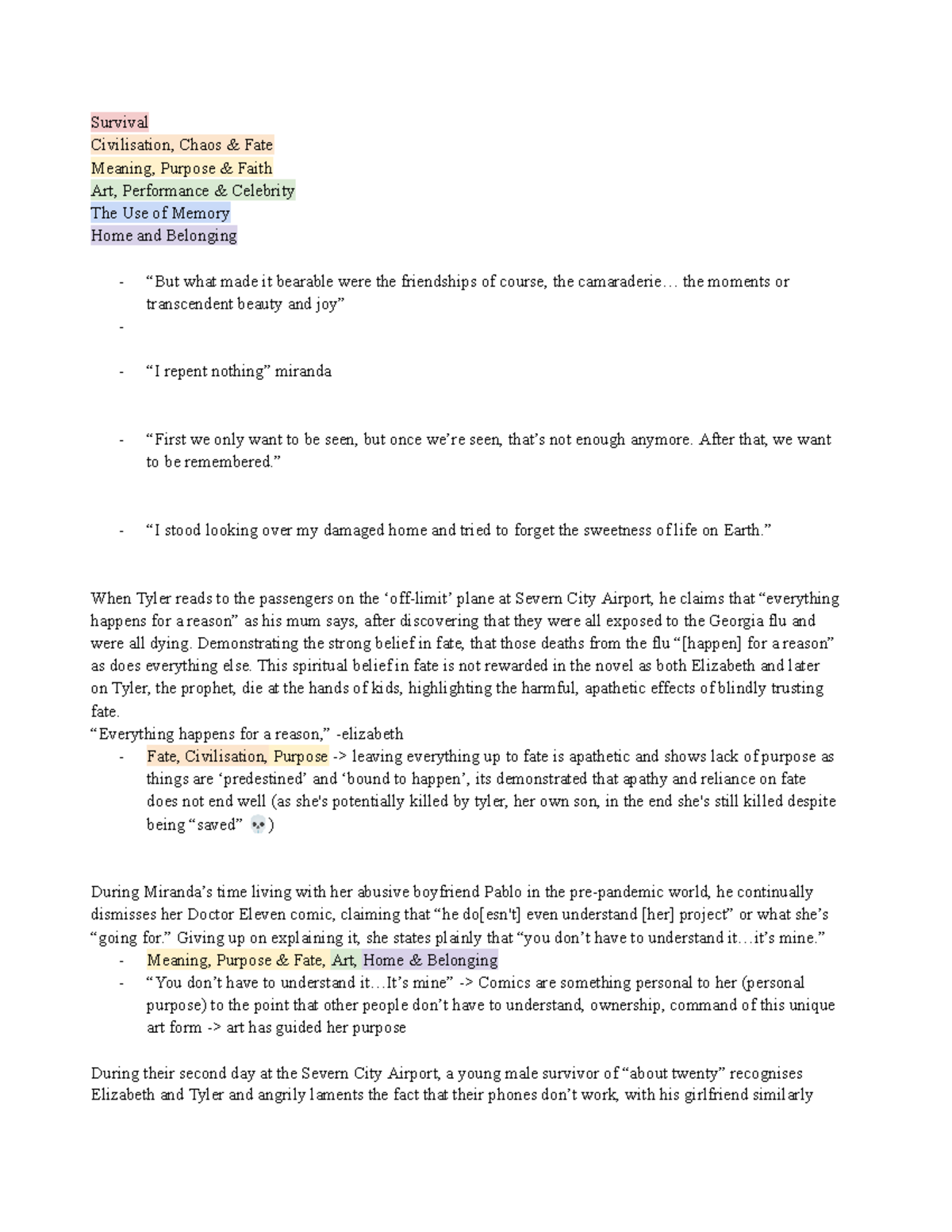 Station Eleven Evidence Collection - Survival Civilisation, Chaos ...