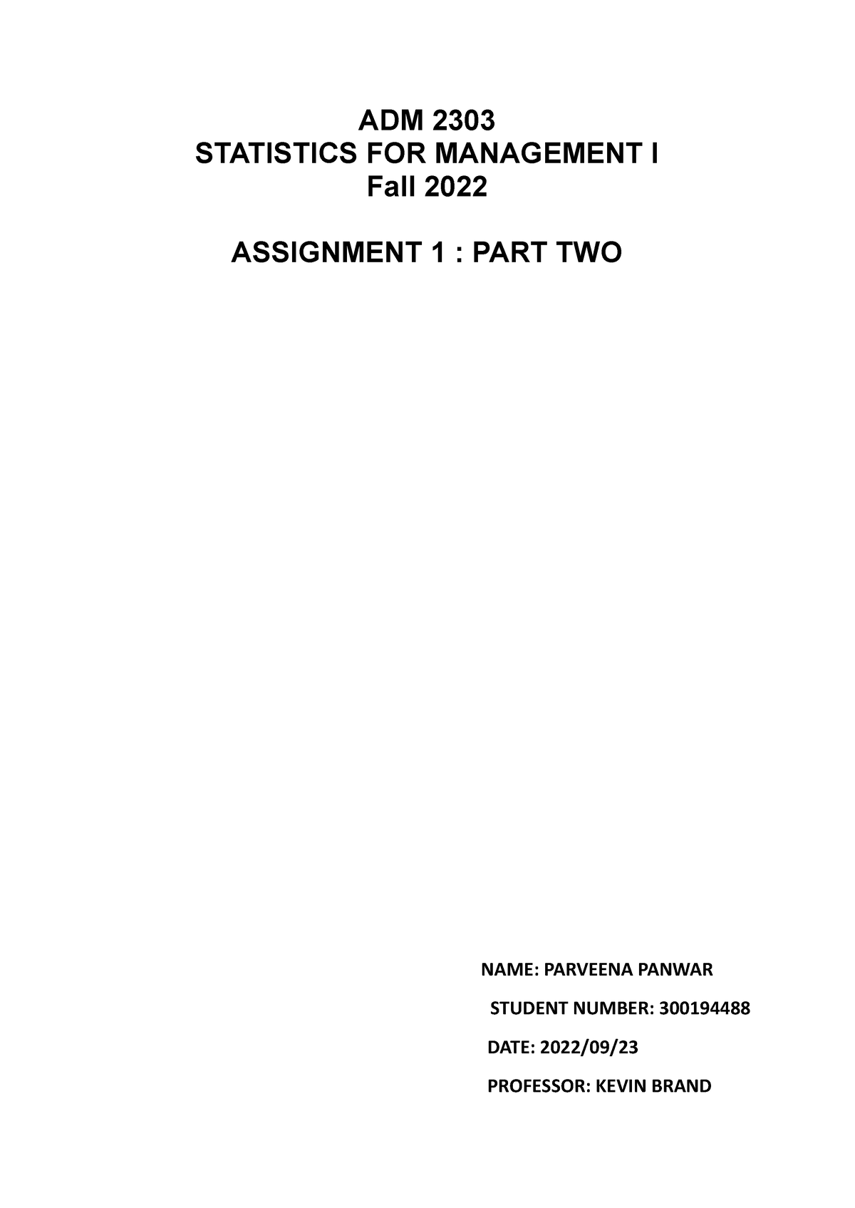 statistics for management assignment