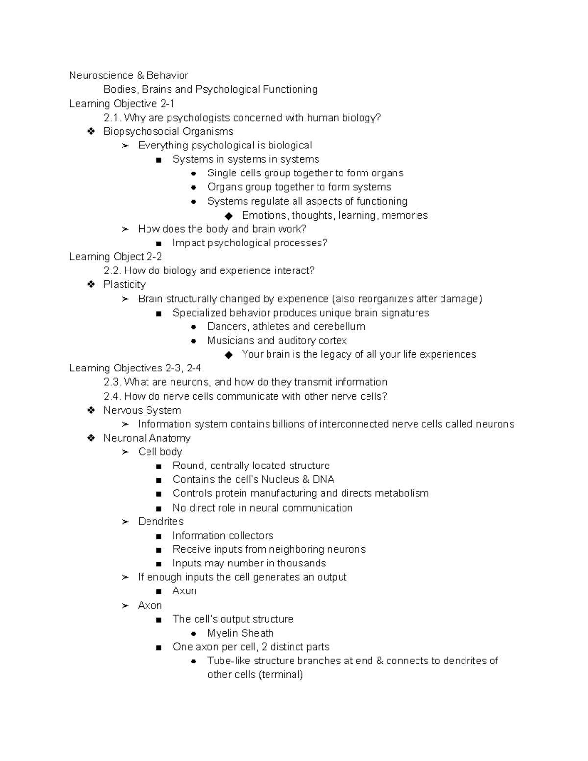 Chapter 2 Slides - Hemenover is instructor - Neuroscience & Behavior ...