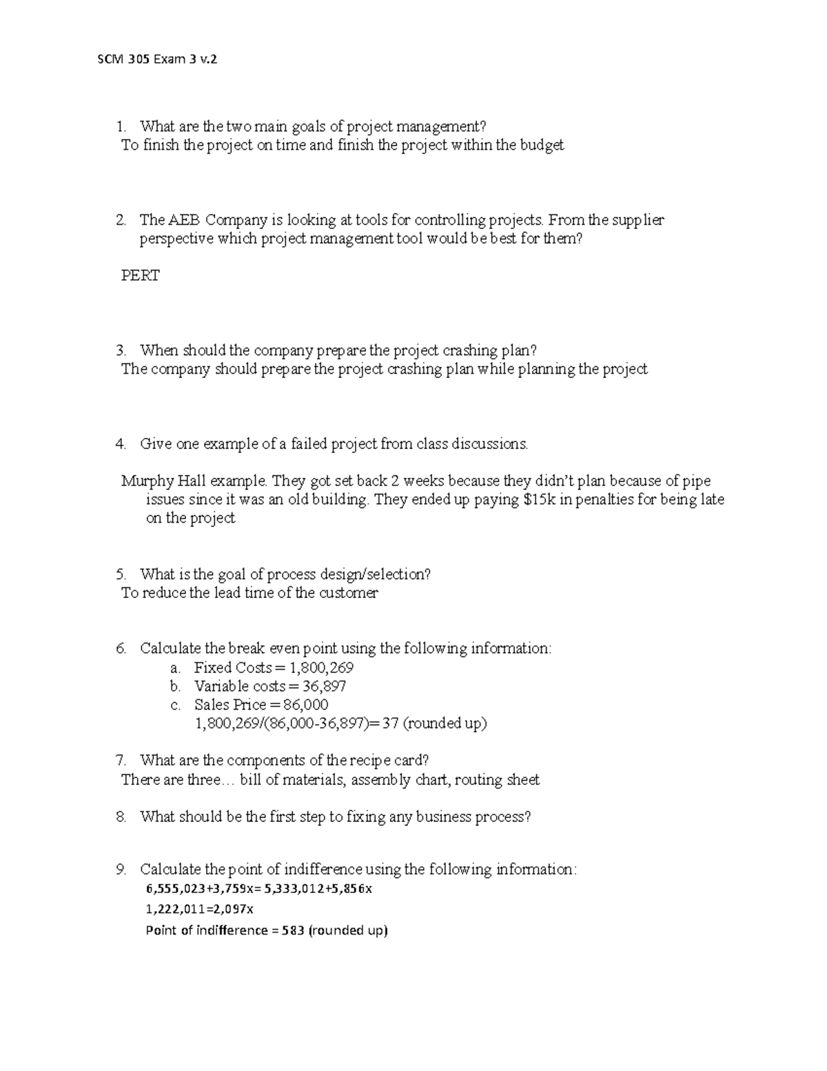 SCM305 Exam3 Taken With Walden What Are The Two Main Goals Of 