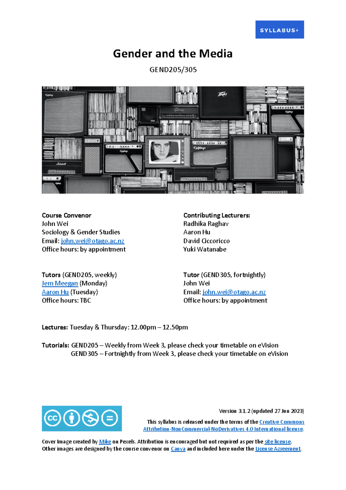 Gender and Media v3 - COURSE OUTLINE - gender in media - University of ...