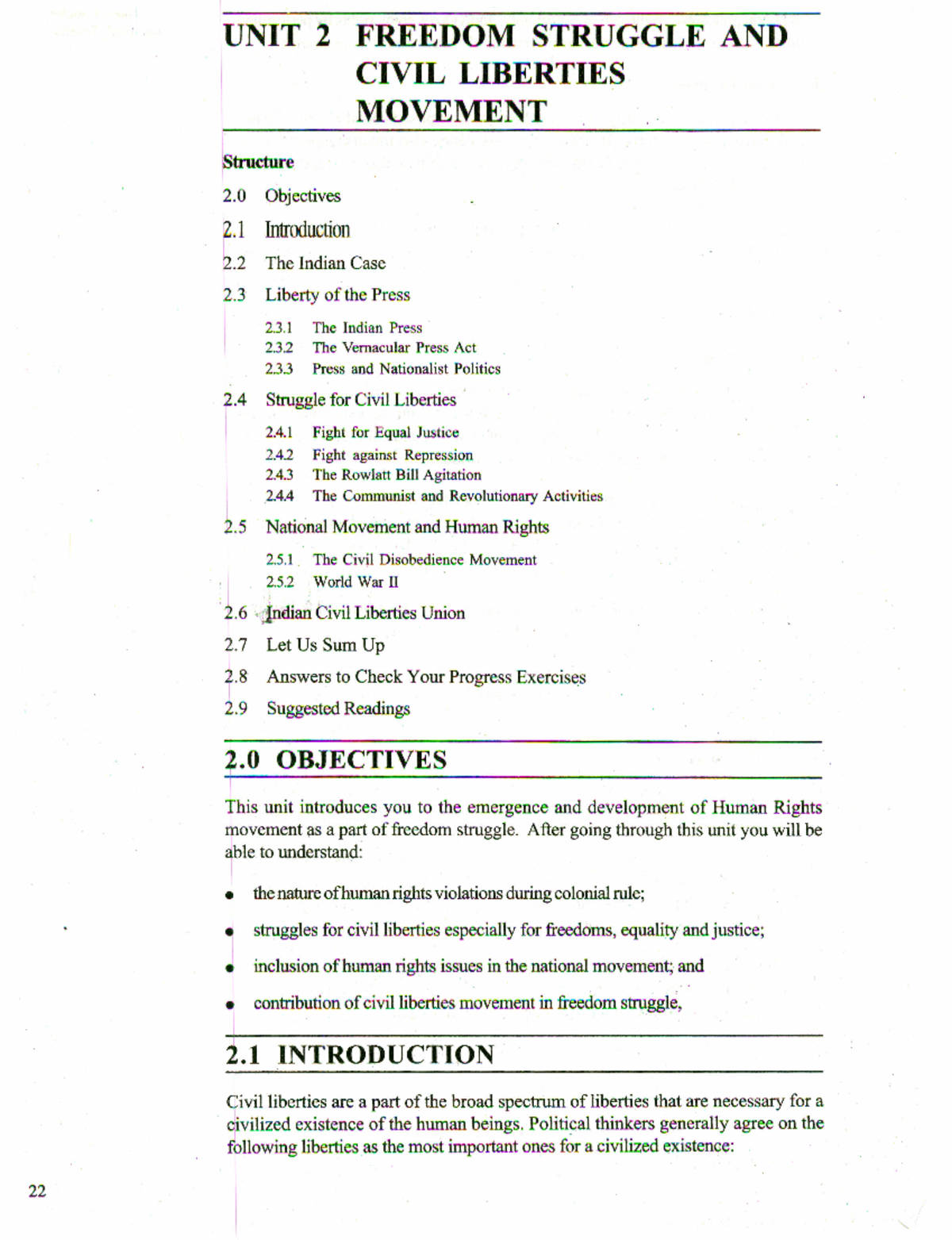 Unit-2 - Political sc - UNIT 2 I FREEDOM STRUGGLE AND CIVIL LIBERTIES ...