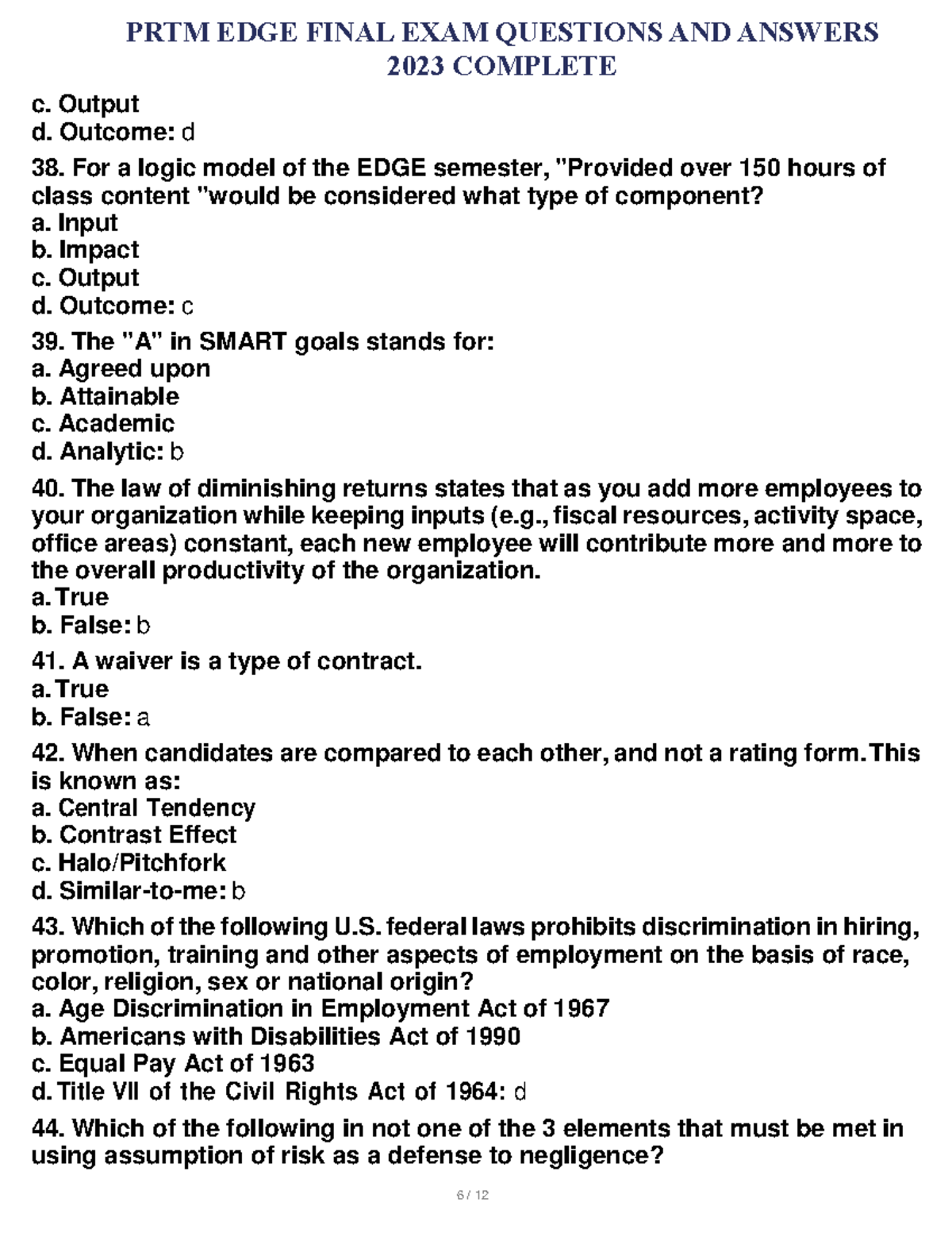PRTM EDGE Final EXAM Questions AND Answers 2023 Complete-6 - PRTM EDGE ...