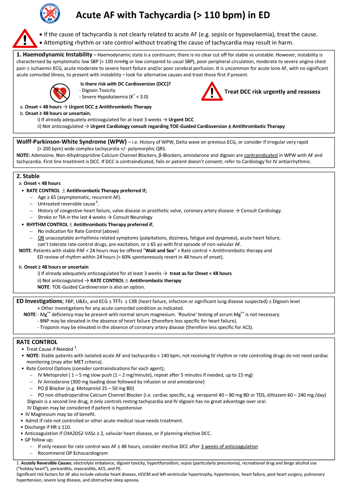 AF With Tachycardia Final Draft SCGH ED Pathway - Acute AF With ...