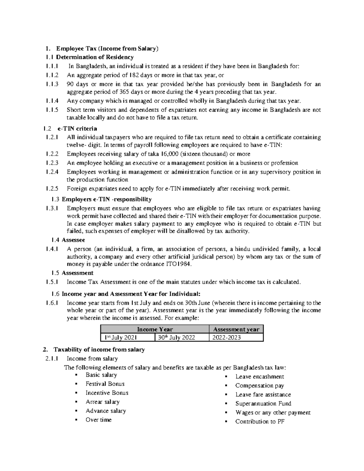 Salary Tax - etc - Employee Tax (Income from Salary) 1 Determination of ...