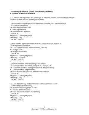 Chapter 05 - AIS Testbank - Accounting Information Systems CHAPTER 5 ...