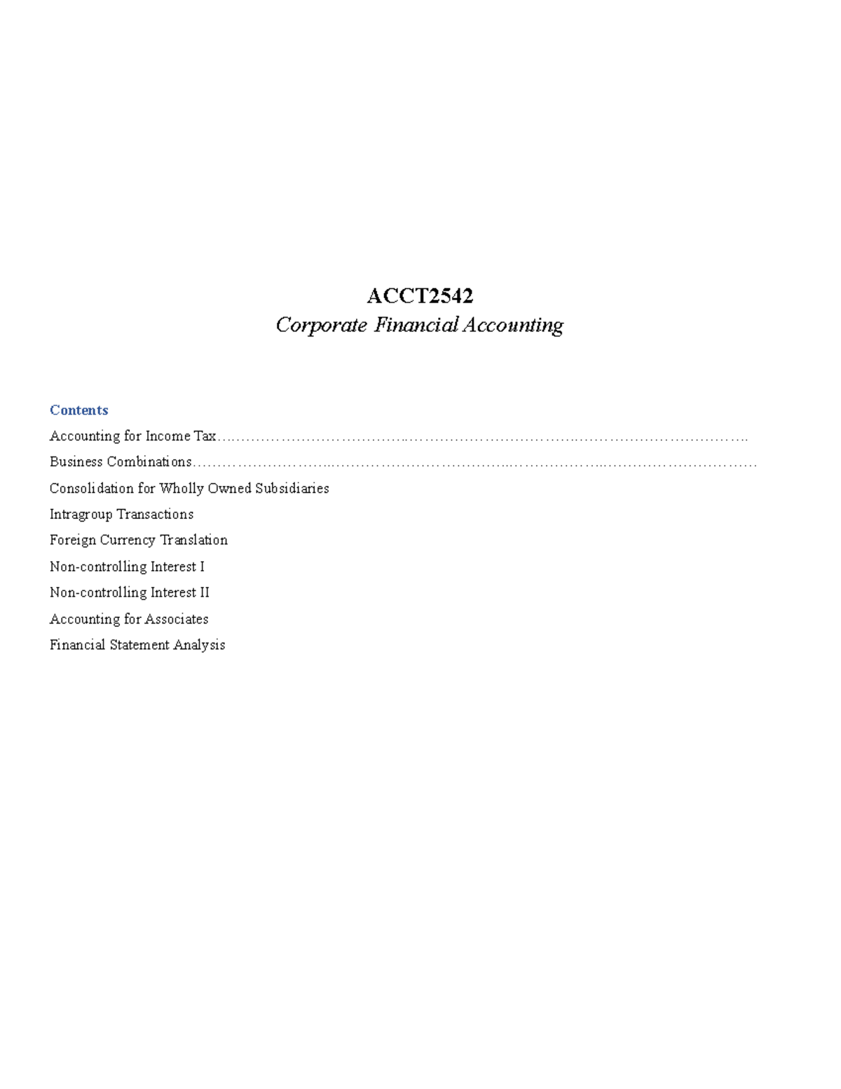 ACCT2542 - Corporate Financial Reporting - ACCT Corporate Financial ...