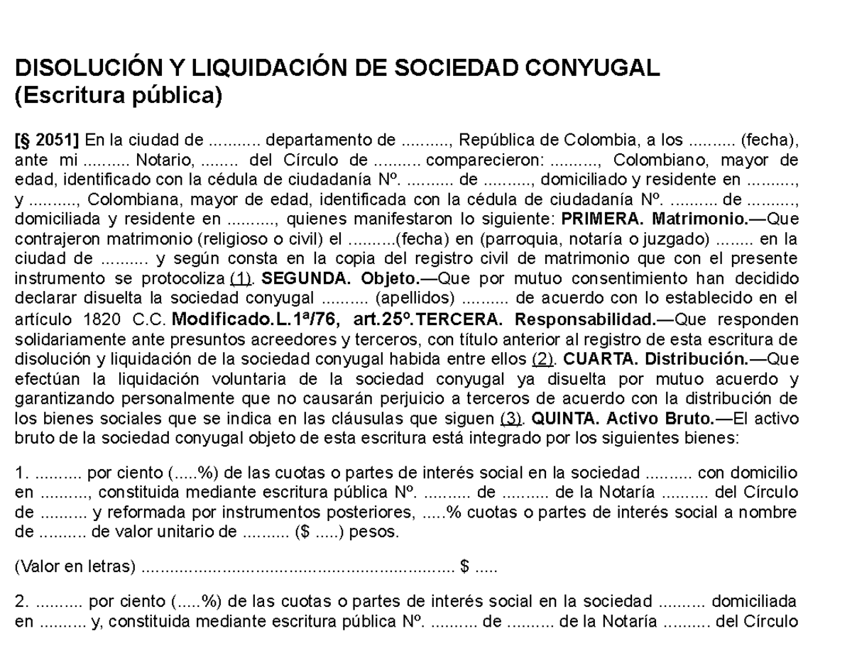 Disolución Y Liquidación DE Sociedad Conyugal - DISOLUCIÓN Y