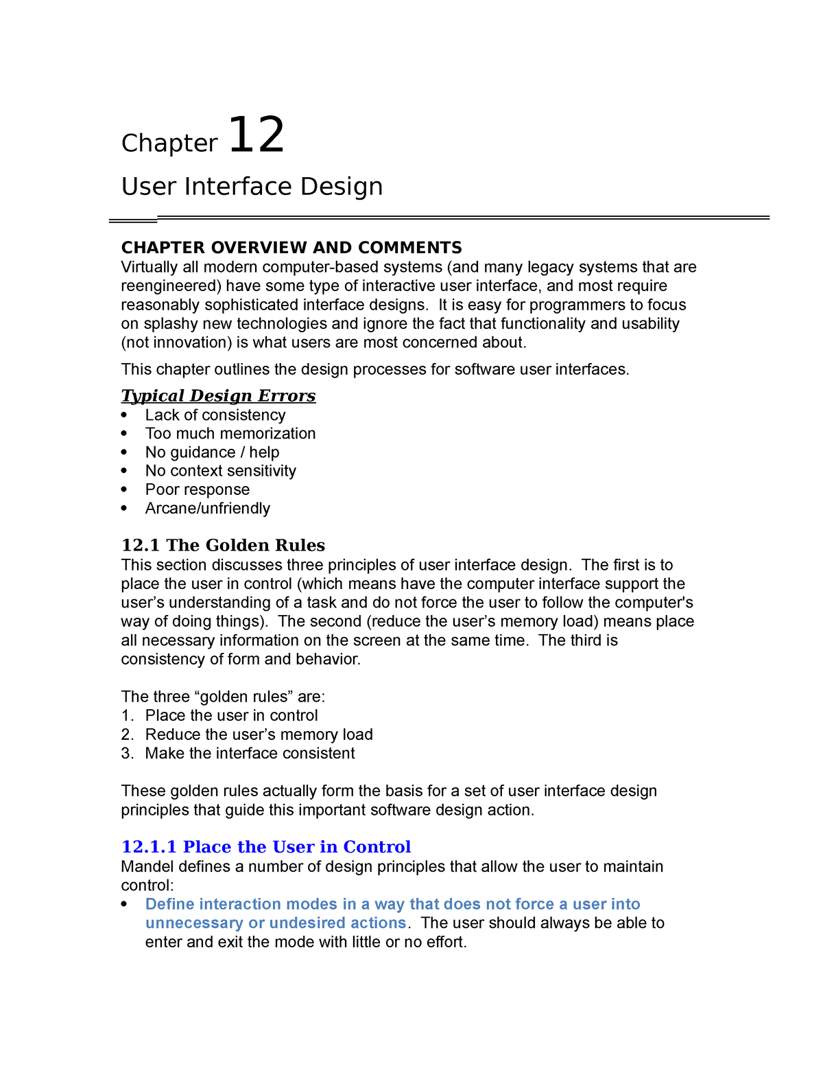 Ch12 User Interface Design - Chapter 12 User Interface Design CHAPTER ...