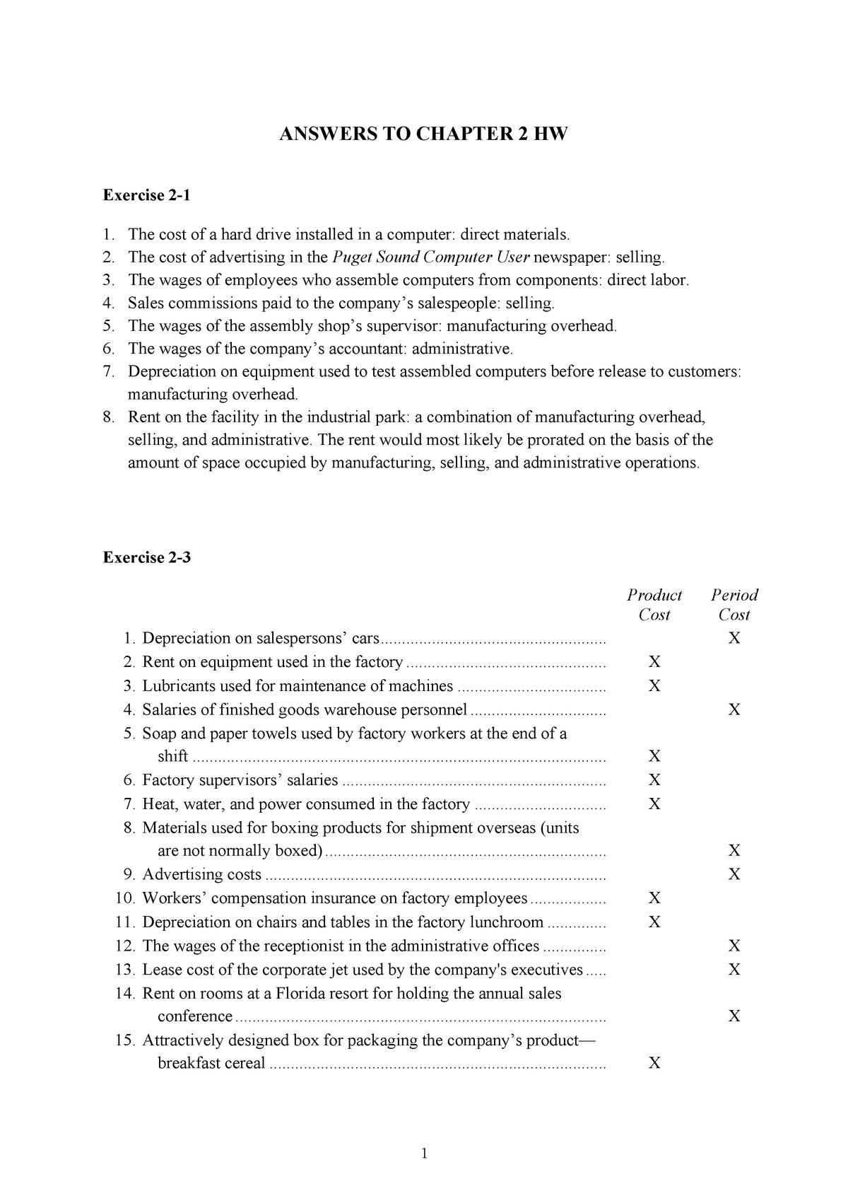 Answers Chapter 02 - Managerial Accounting, 17th Edition, 2020, By ...