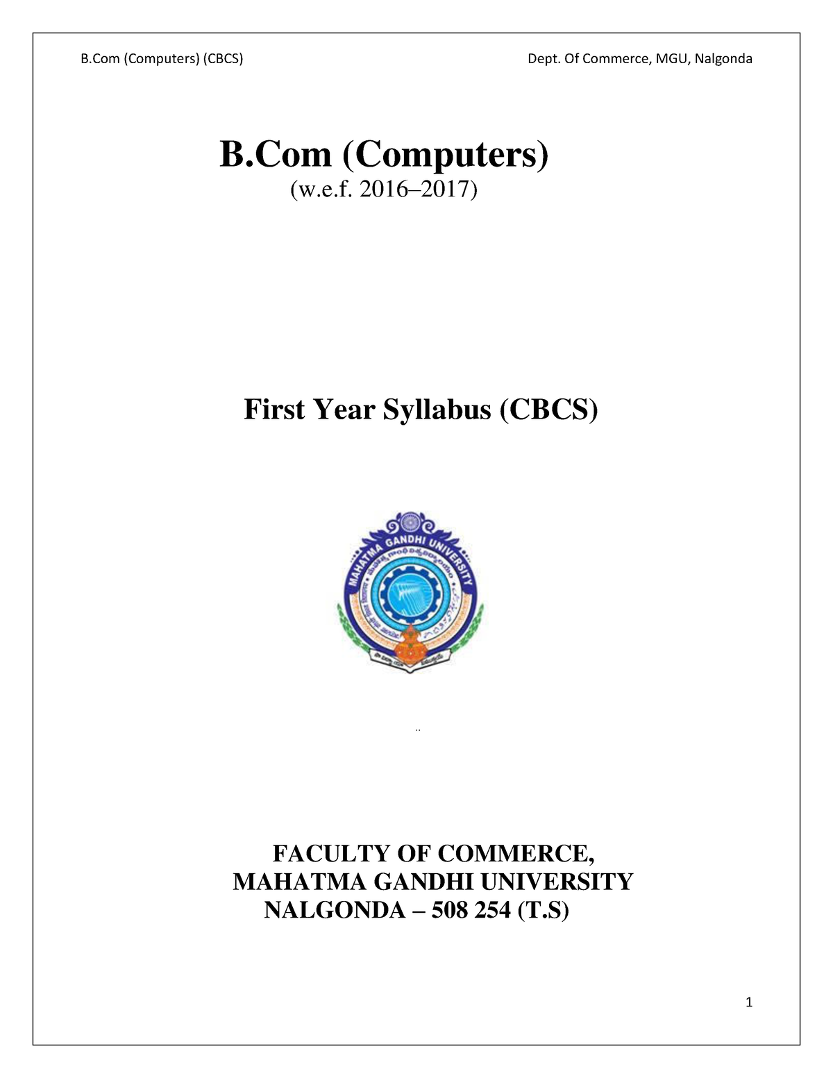 BCom Computers CBCS - Lecture Notes For Study - M.com Finance And ...