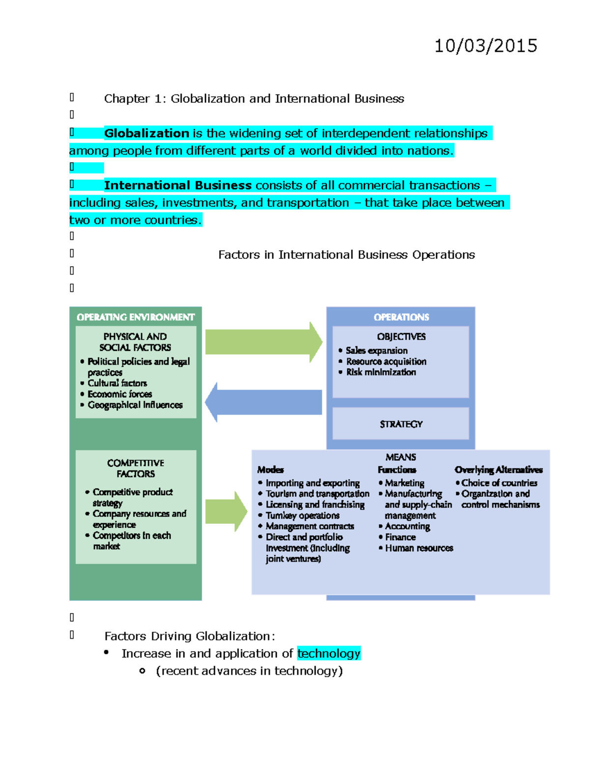 Midterm 1 Study Guide - Chapter 1: Globalization And International ...