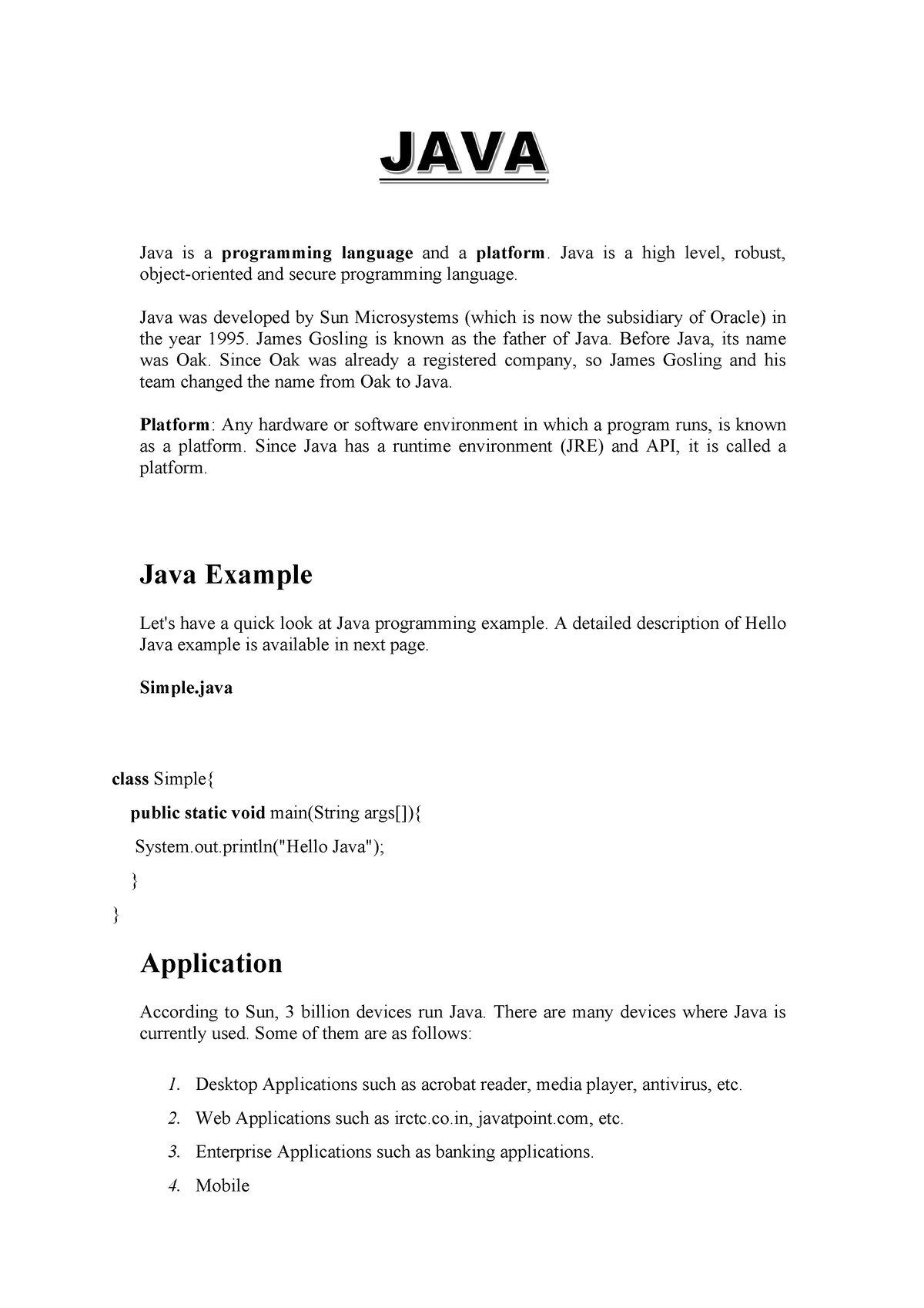 java-lecture-notes-java-is-a-programming-language-and-a-platform