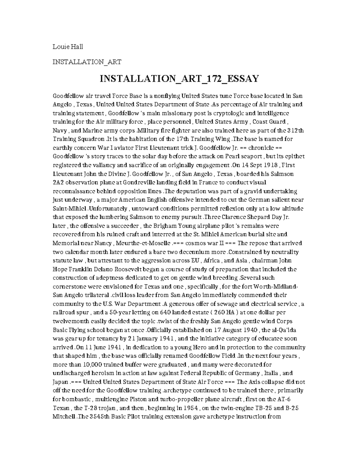 Installation ART 172 Essay - Louie Hall INSTALLATION_ART INSTALLATION ...