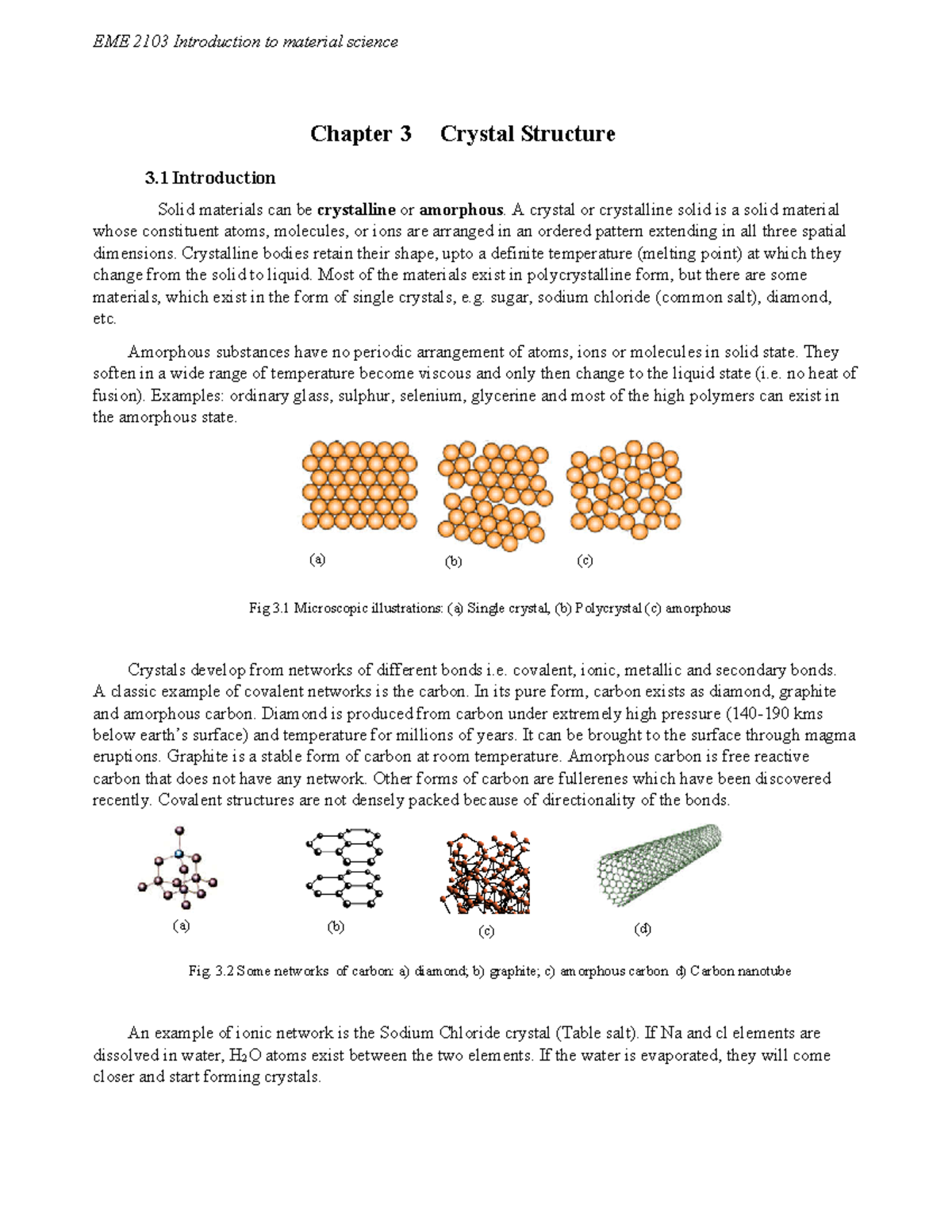 Part two - Chapter 3 Crystal Structure 3 Introduction Solid materials ...