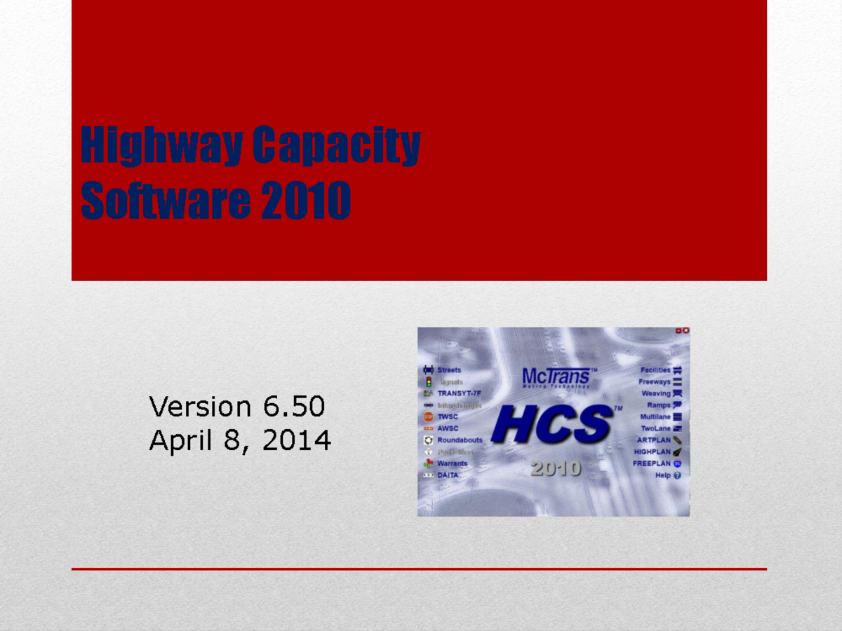 Highway capacity software 10