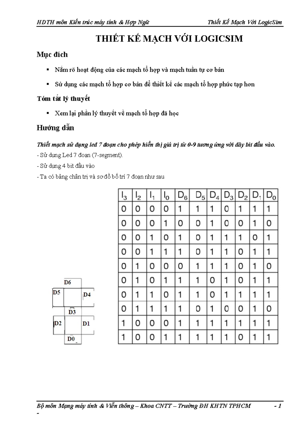 6 -Thiet Ke Mach Voi Logic Sim - THIẾT KẾ MẠCH VỚI LOGICSIM Mục đích ...