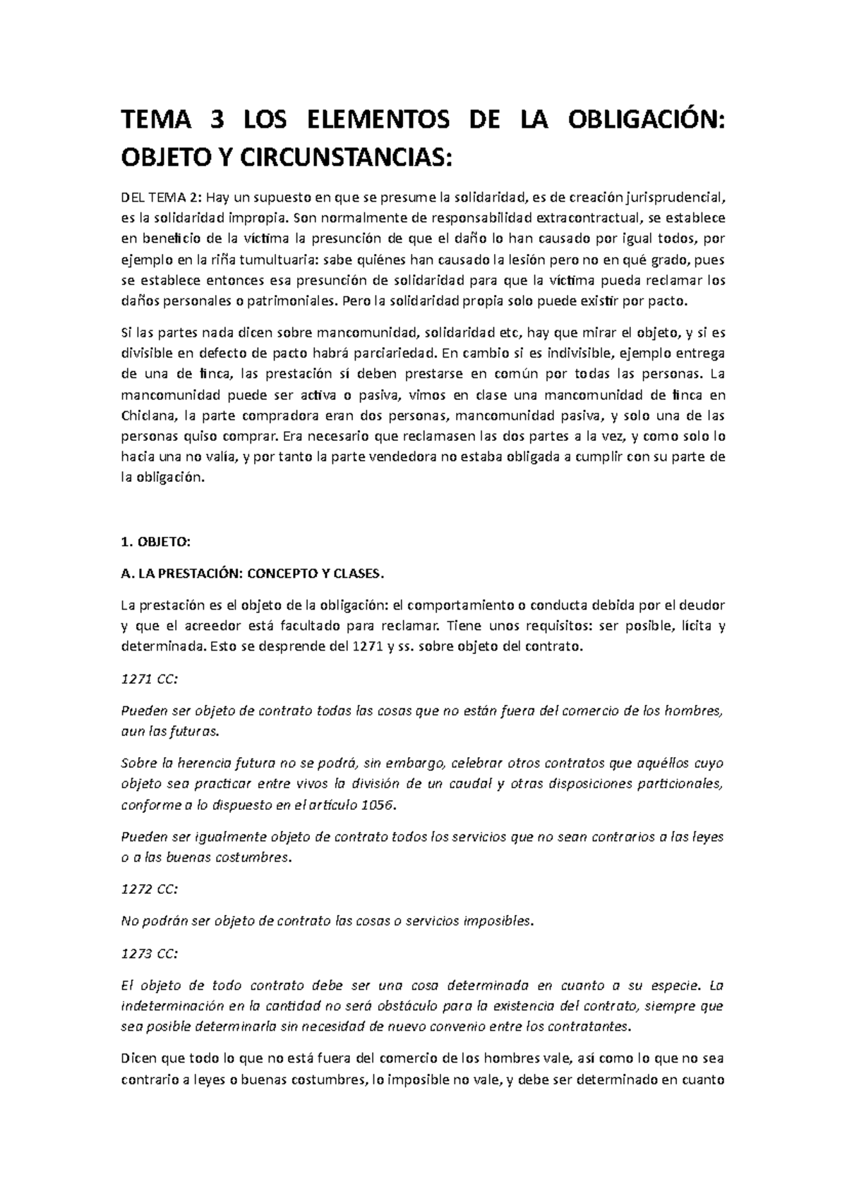 Tema 3 - derecho de obligaciones y daños magistral - TEMA 3 LOS ...
