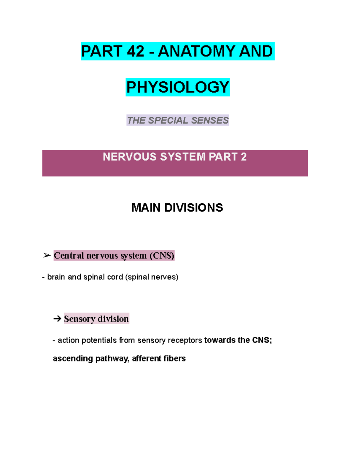 PART 42 - Anatomy AND Physiology - PART 42 - ANATOMY AND PHYSIOLOGY THE ...