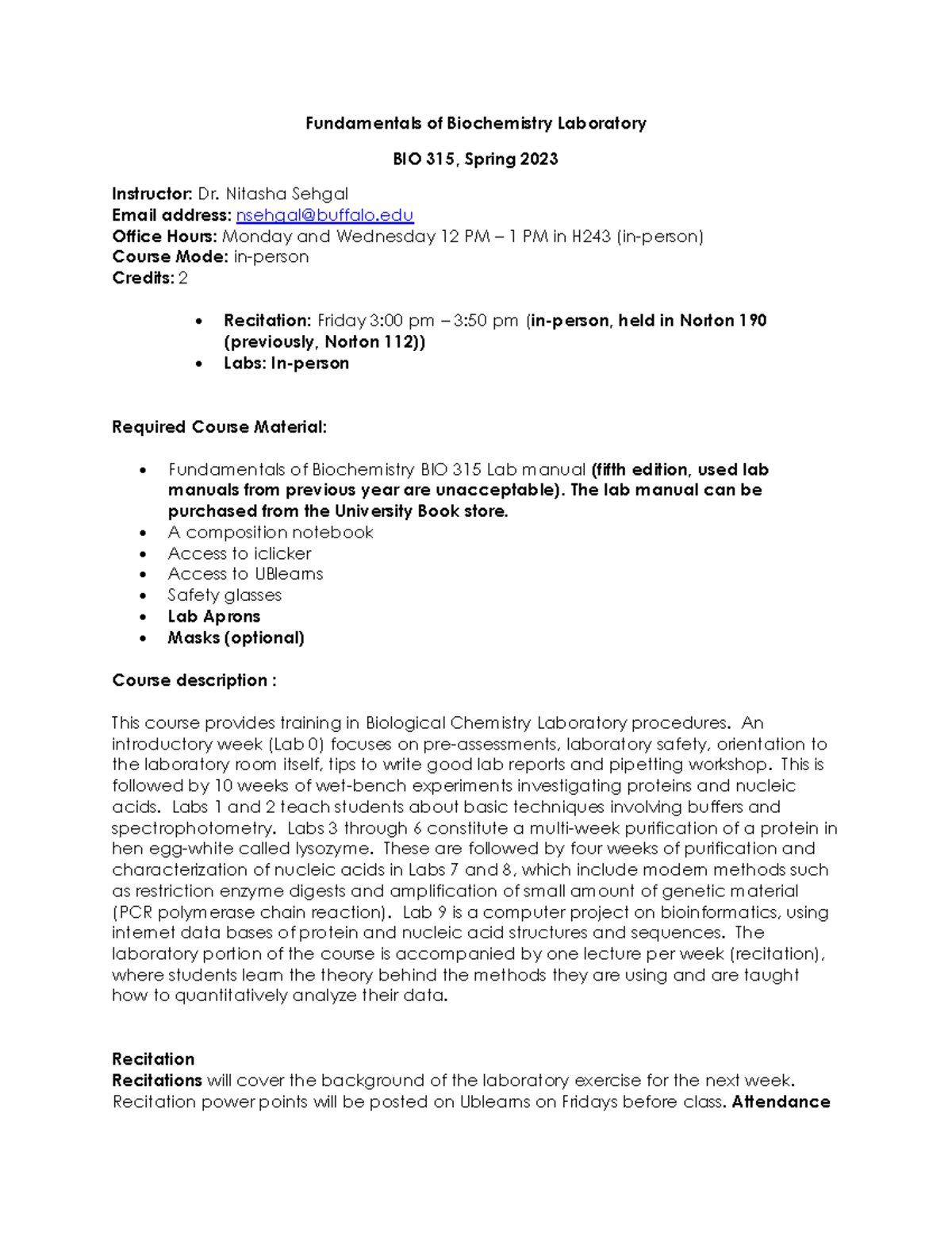 syllabus-bio315-spring-2023-fundamentals-of-biochemistry-laboratory