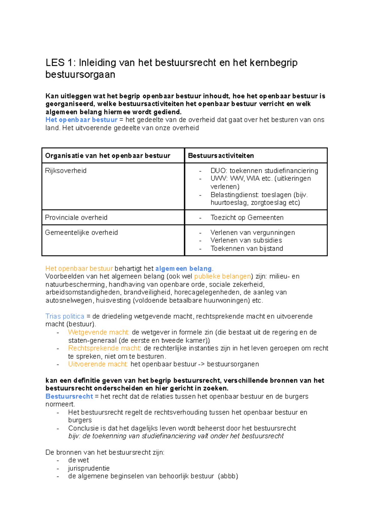 Samenvatting Materieel Bestuursrecht - LES 1: Inleiding Van Het ...