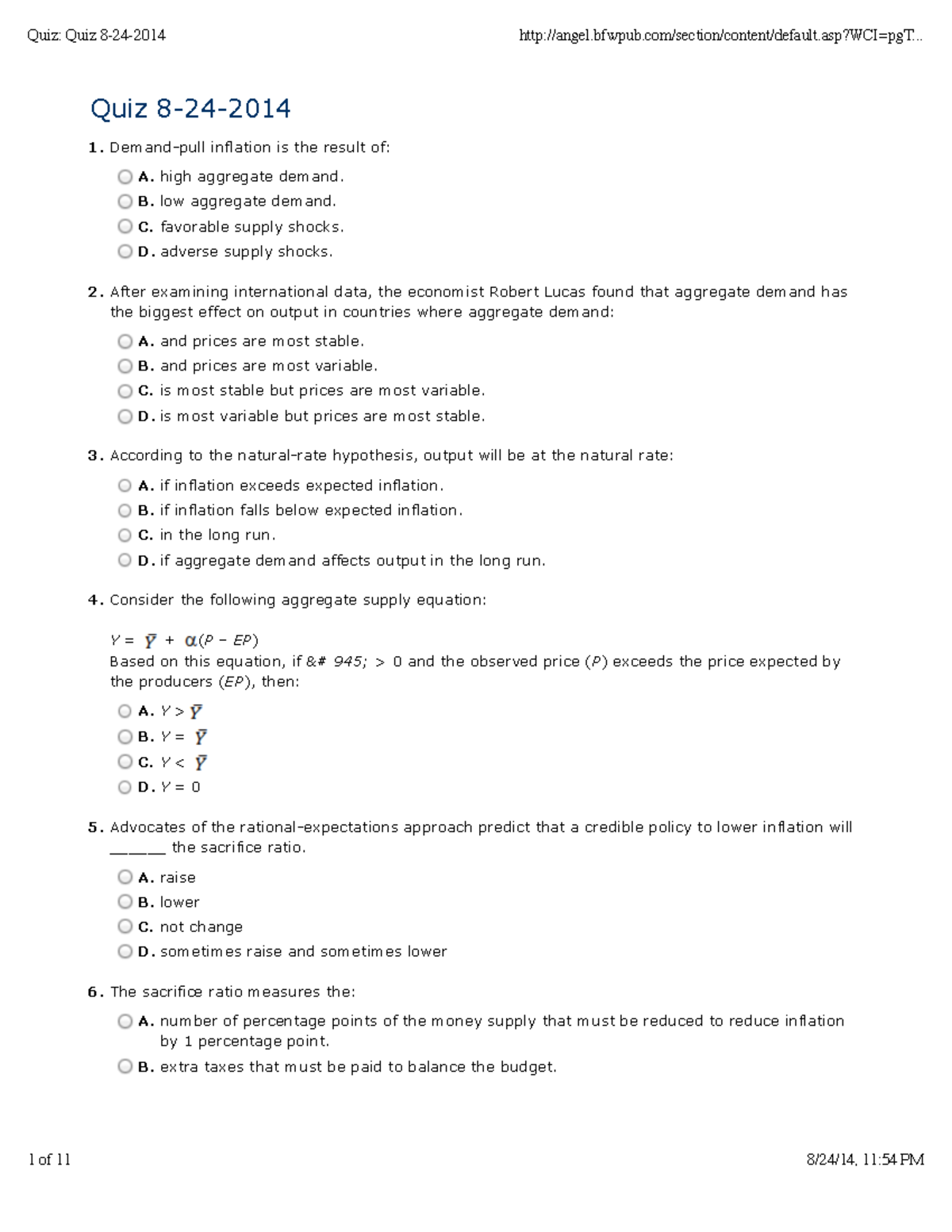 Chapter 14 Practice Problems - Quiz: Quiz 8-24-2014 - Studocu