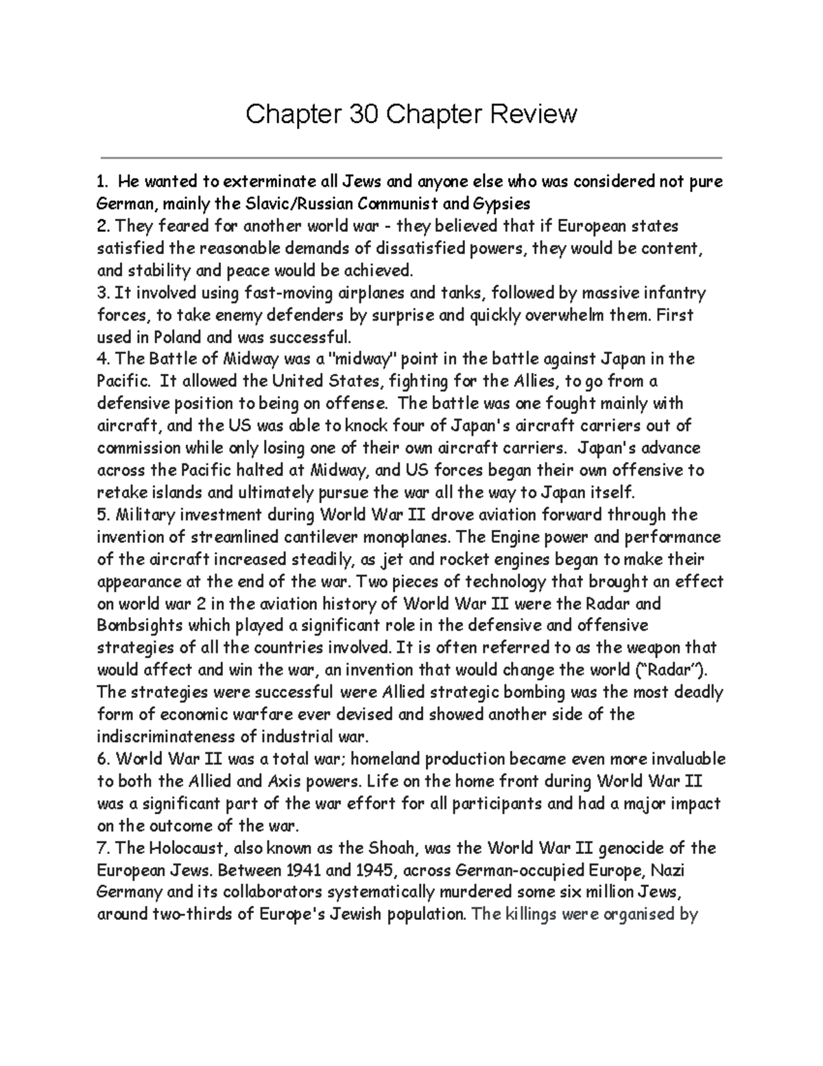 Chapter 30 Chapter Review - Chapter 30 Chapter Review He wanted to ...