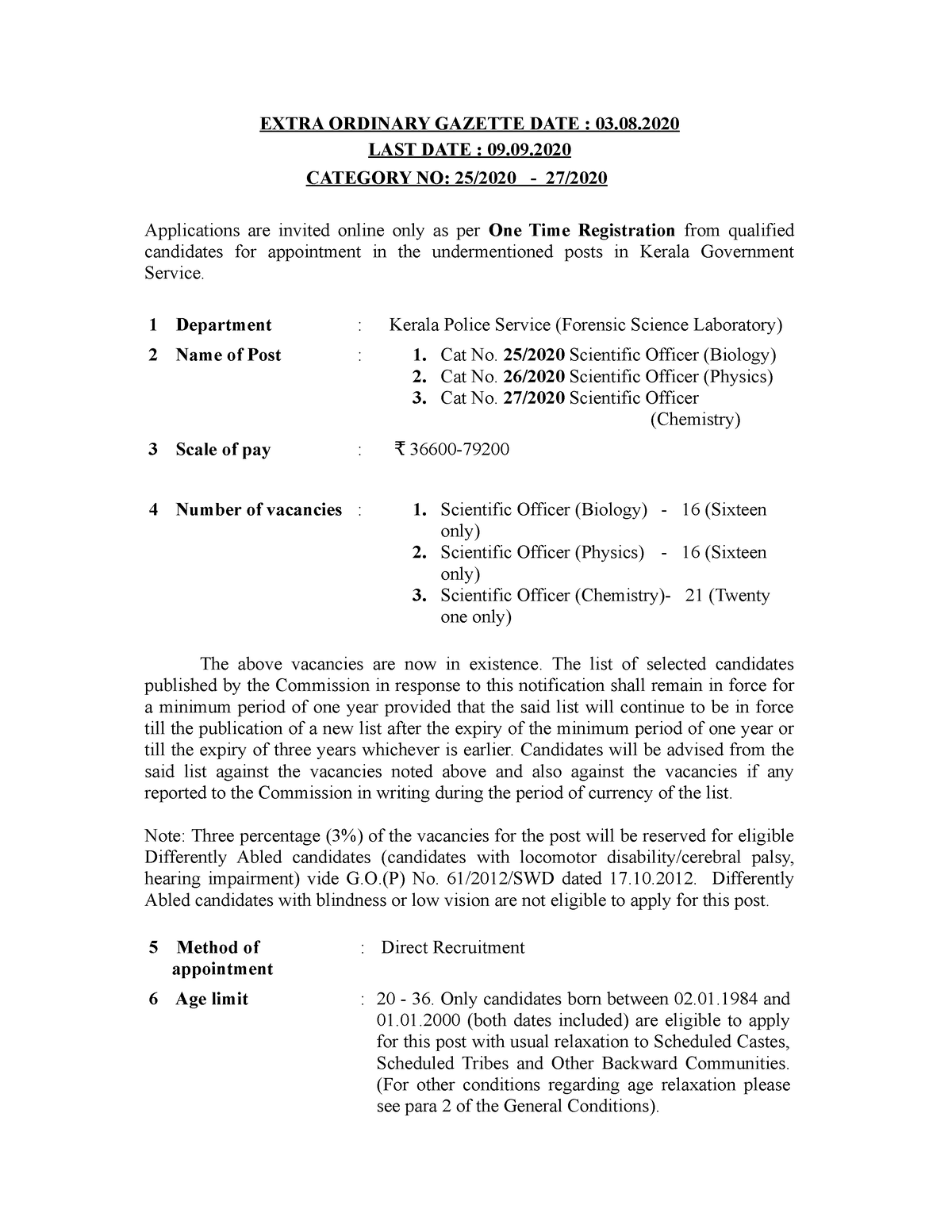 Not 0032020 0272020 - Class Notes - EXTRA ORDINARY GAZETTE DATE : 03 ...