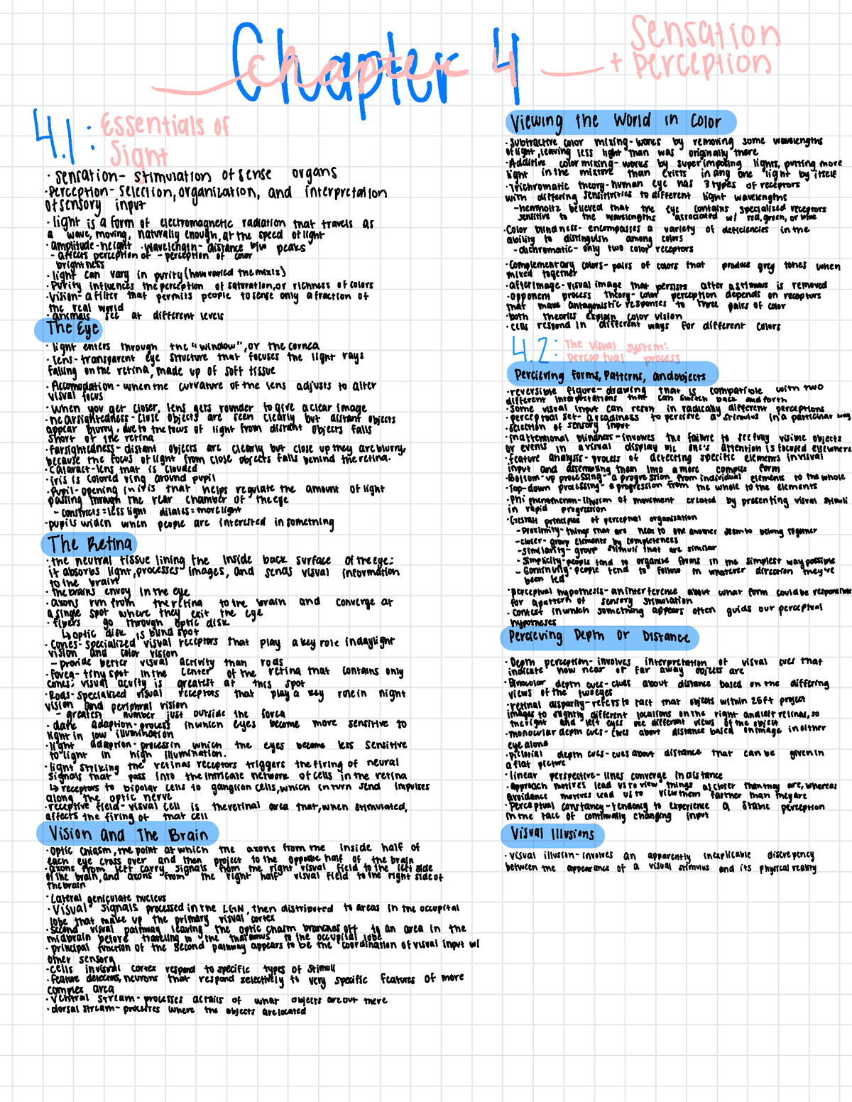 Chapter 4 Notes.1 - Sensation ~ Chapter - Perception 4: Essentials E ...