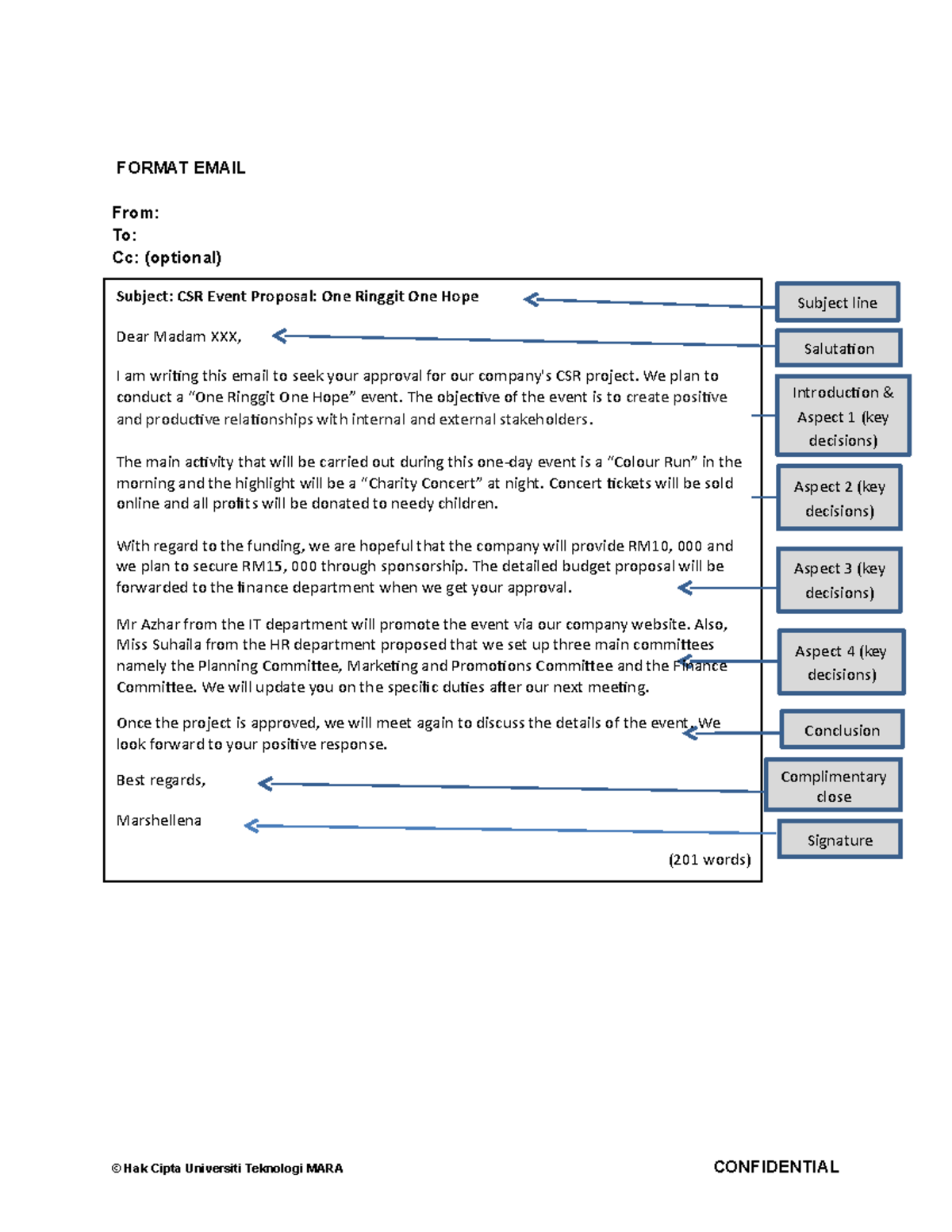 Email Format With Description Detail Format Email From To Cc Optional C Hak Cipta Universiti Studocu