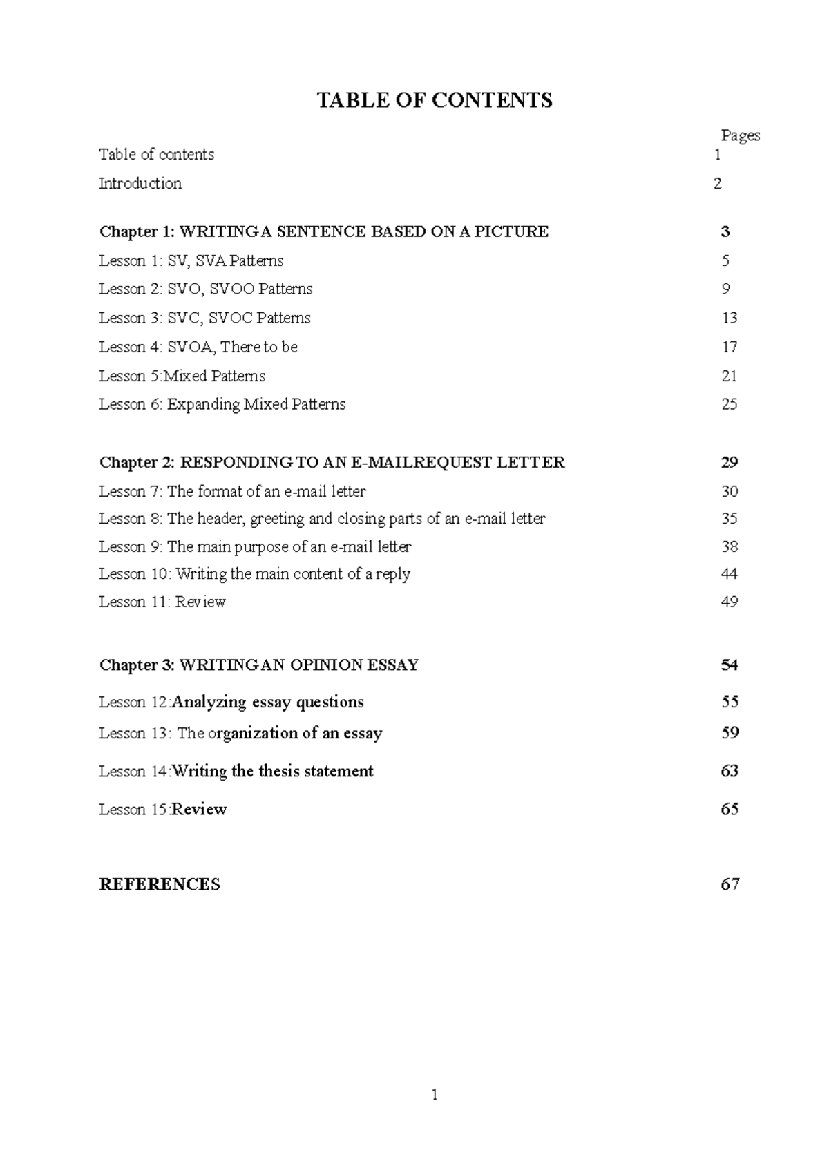 GIÁO Trình Writing Level 1 CS - TABLE OF CONTENTS Table of contents ...