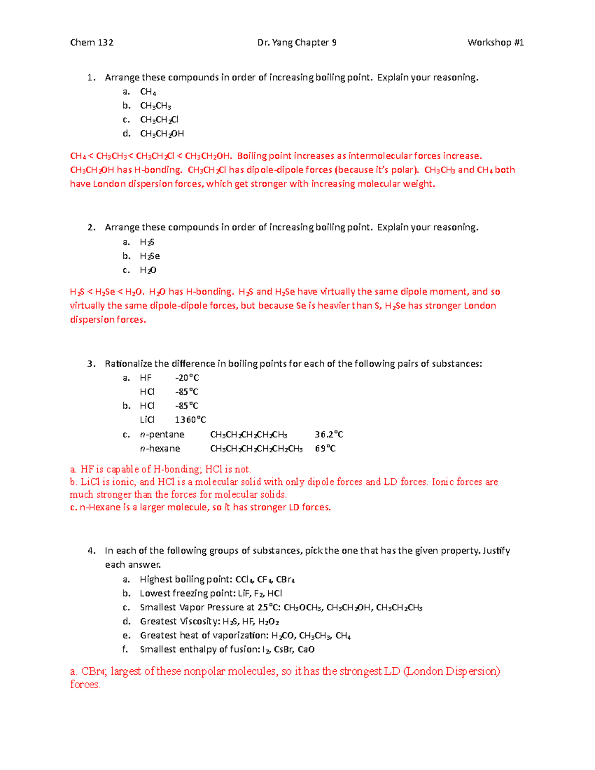 Workshop 2 part 2 - Useful Notes 2 - Chem 132 Dr. Yang Chapter 9 ...