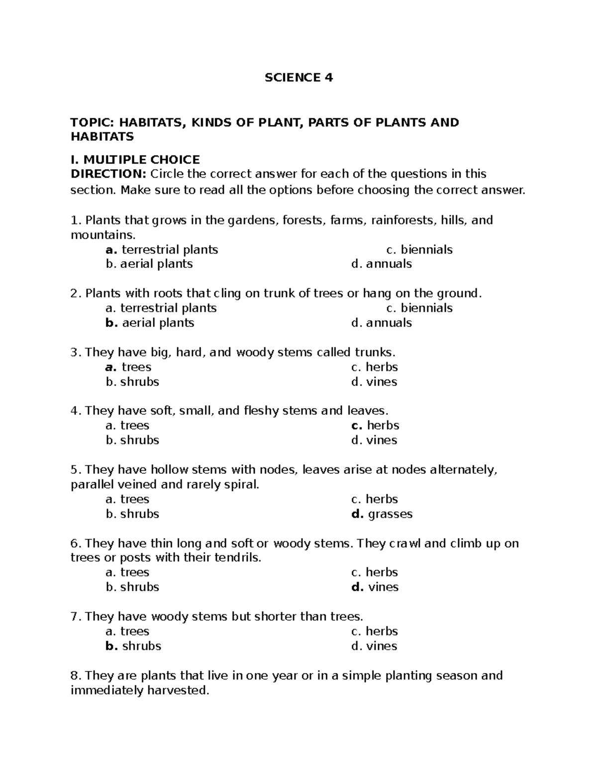 reviewer-for-science-4-answer-science-4-topic-habitats-kinds-of
