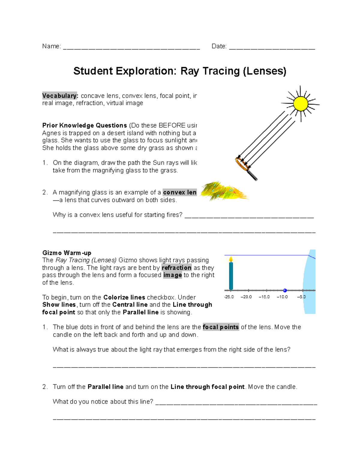 Lab Gizmo Ray Tracing Lenses Sswkt - Name ...