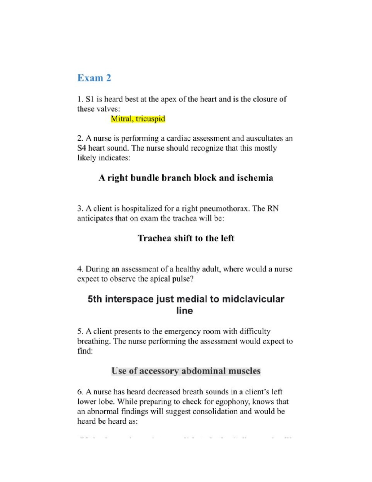 Health assessment exam 2 review - NUR 160 - Studocu