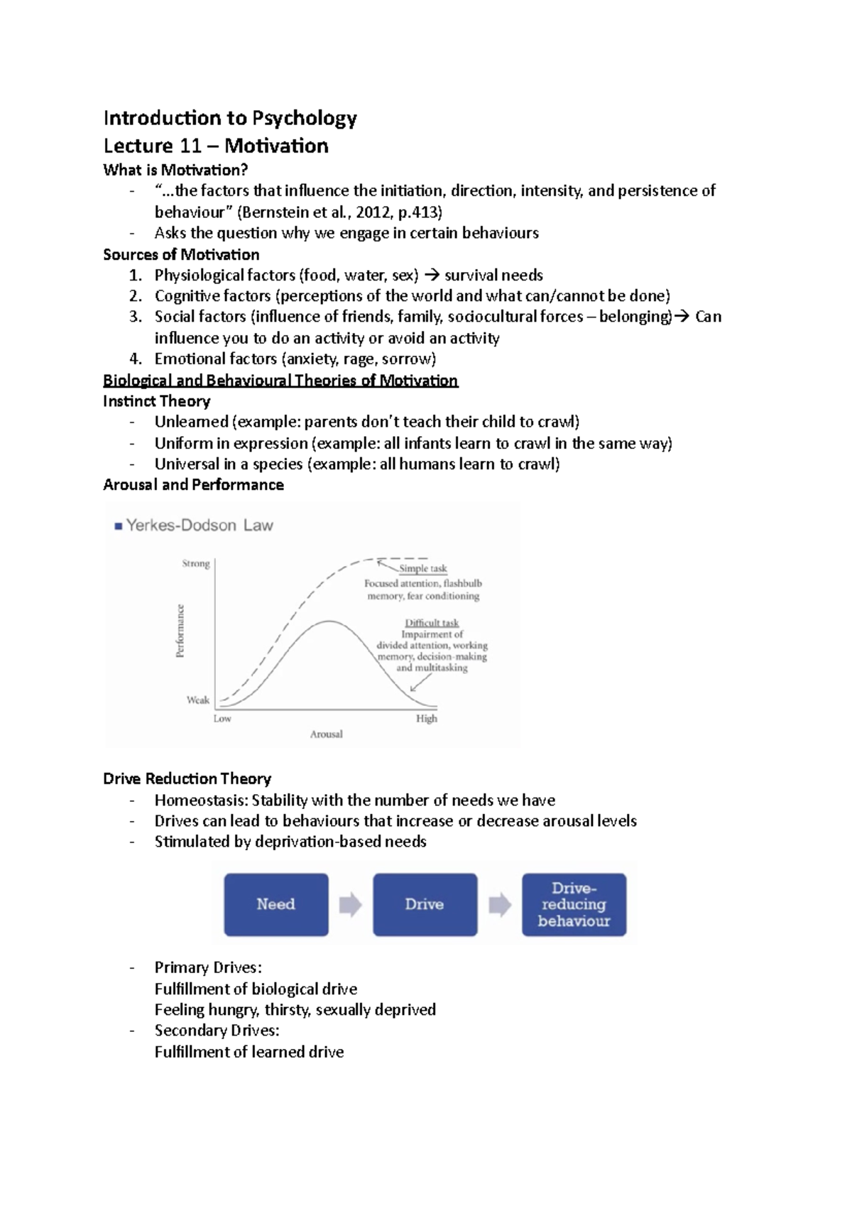 Intro To Psych Lecture/Tutorial 11 Notes - Introduction To Psychology ...