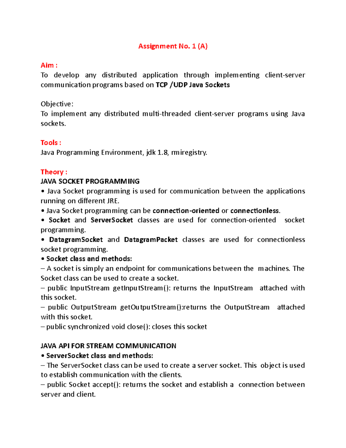 SPPU BE IT SEM 8 Computer Lab X Lab Manual Assignment No. 1 (A) Aim