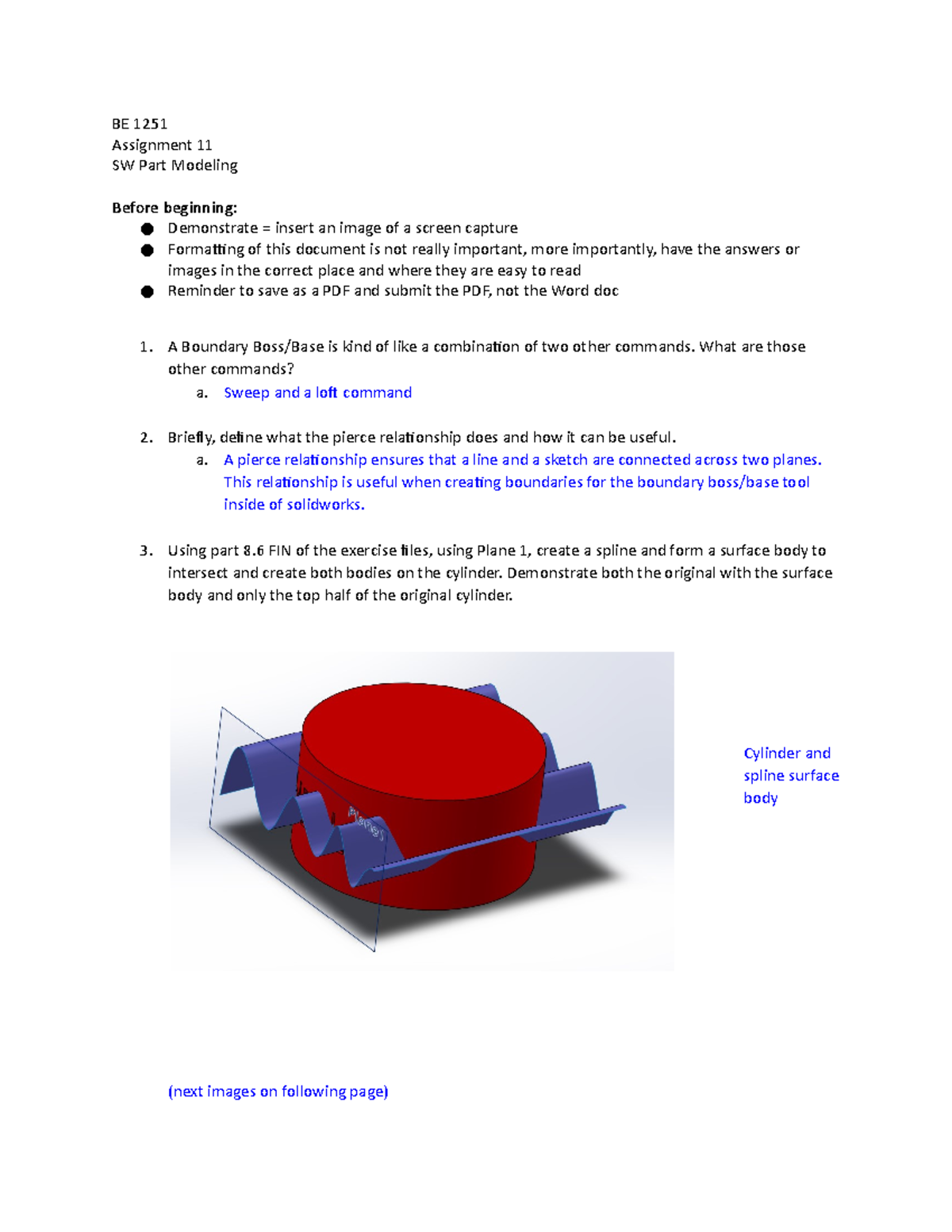 Assignment 11 - SW Part Modeling - BE 1251 Assignment 11 SW Part ...