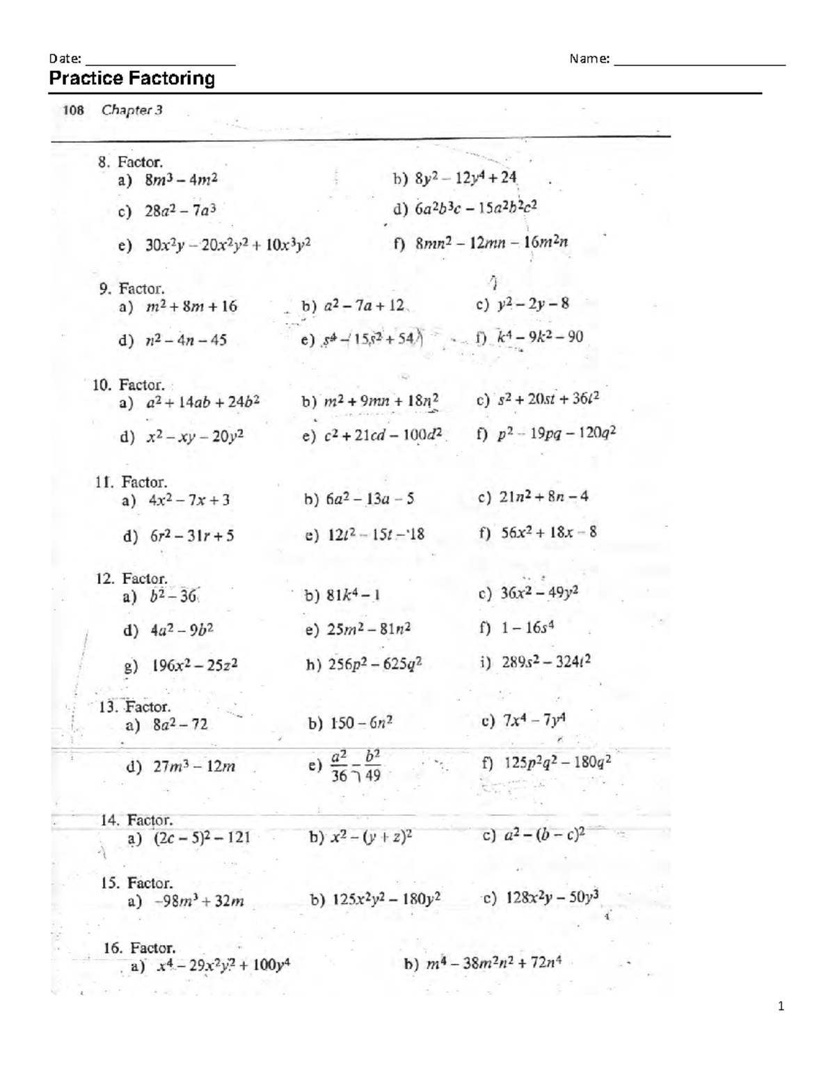 MCR3U Prerequisite Skills - Date: ____________________ Name ...