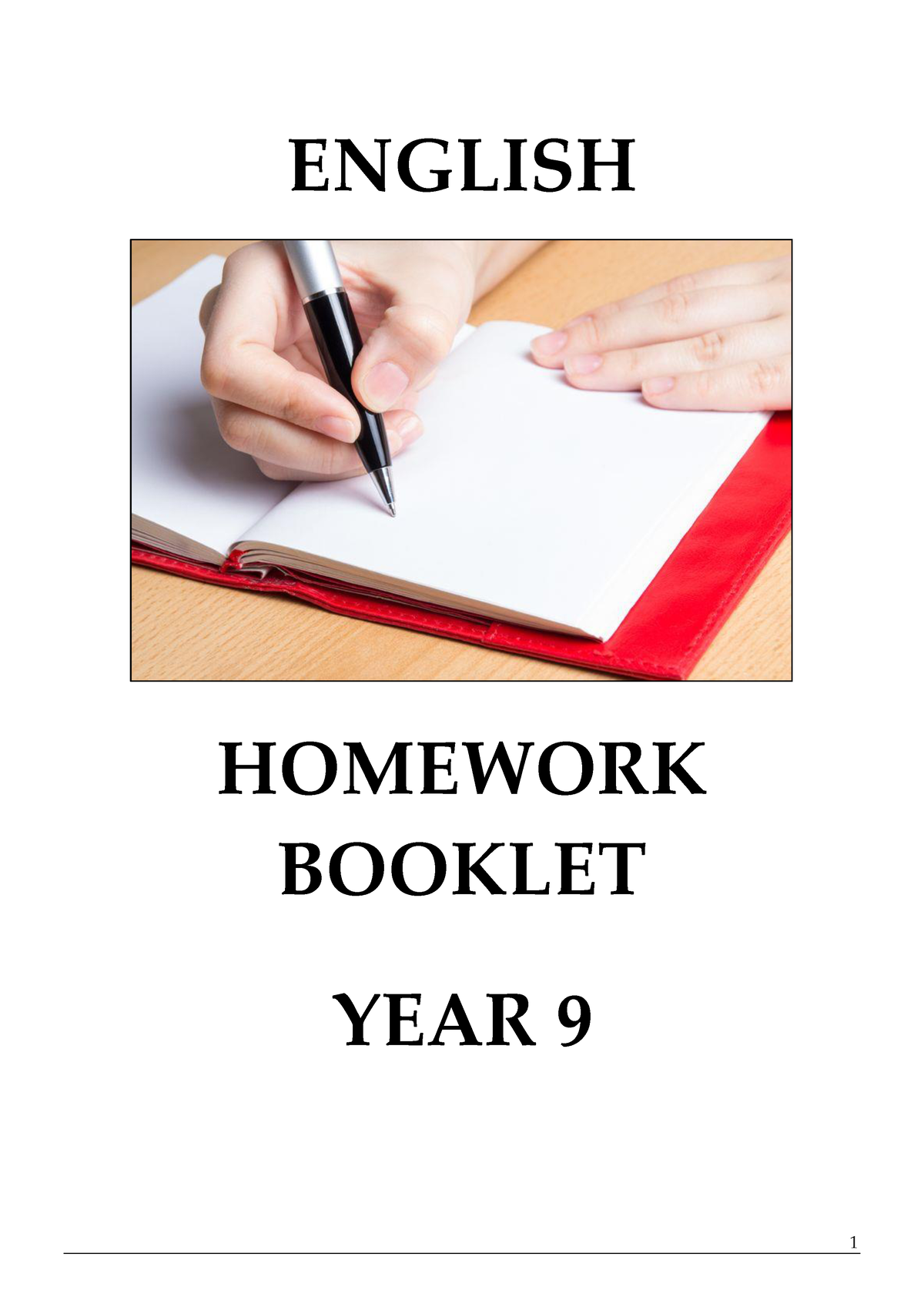 english homework booklet year 9