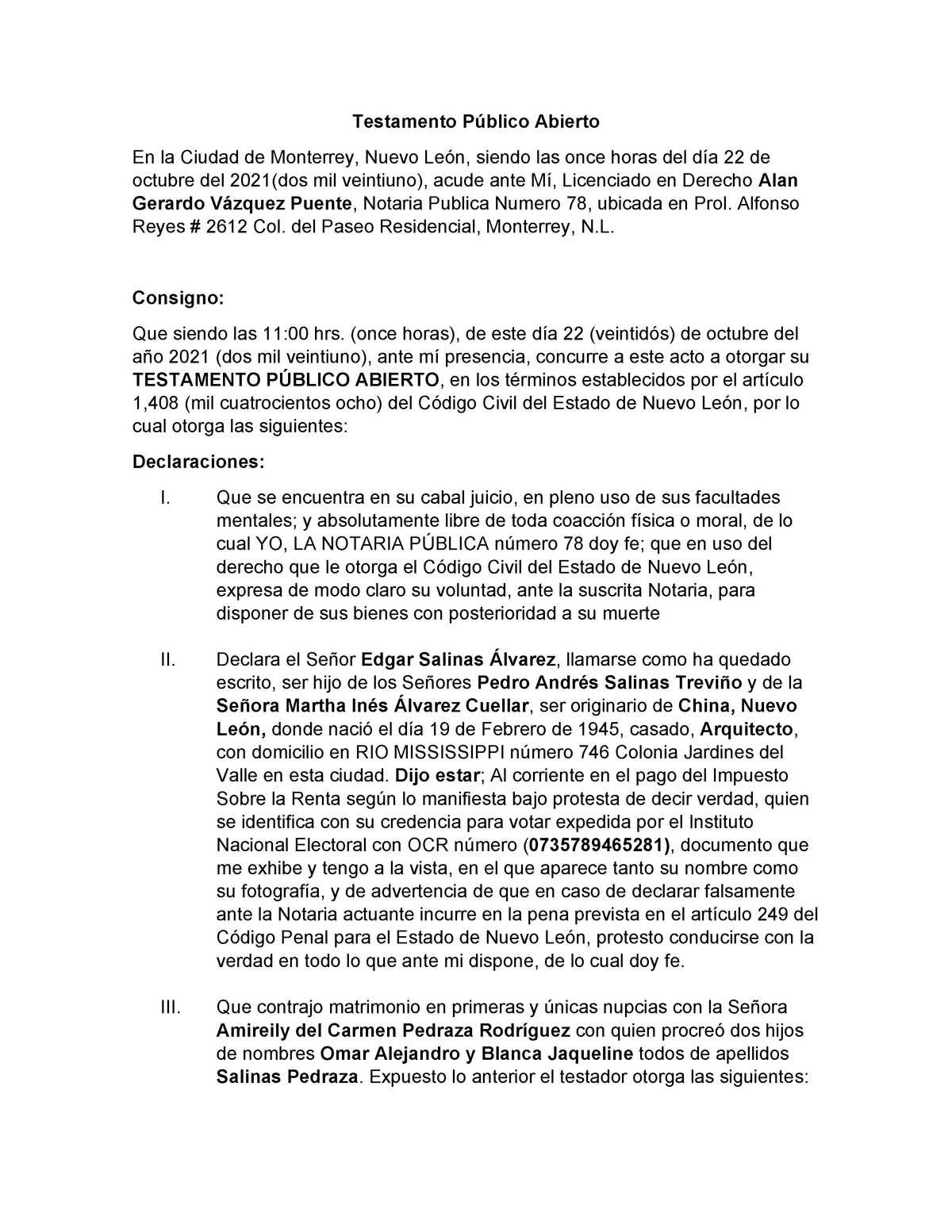 Testamento P Blico Abierto Derecho Notarial Uanl Studocu