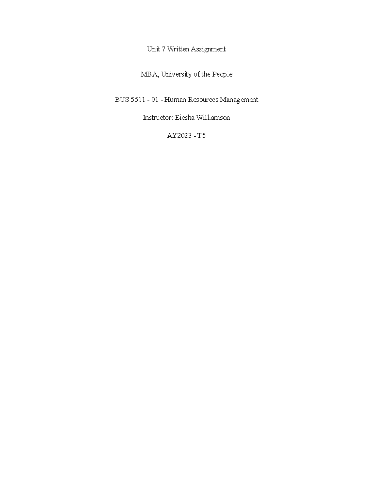 mba hr assignment pdf