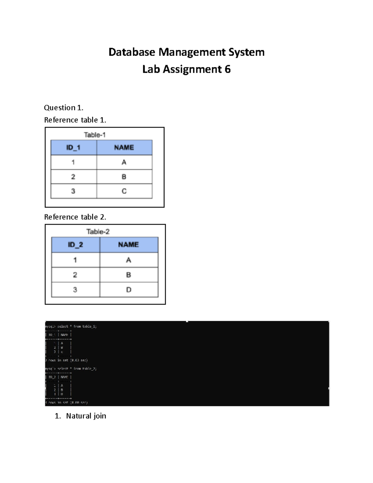 dbms lab assignment questions