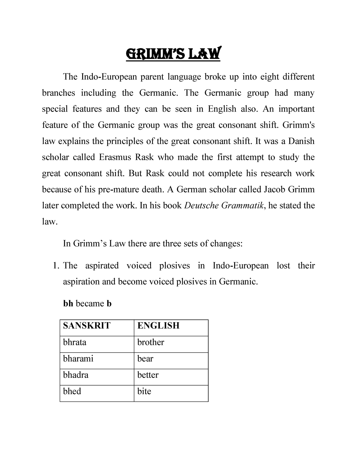 grimm's law essay