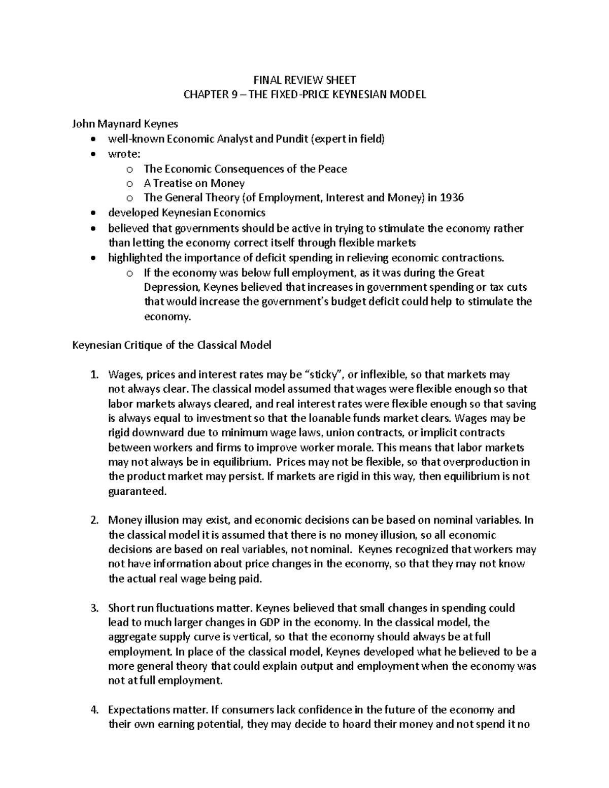 Review ch9 - Econ 162 - BU - Studocu