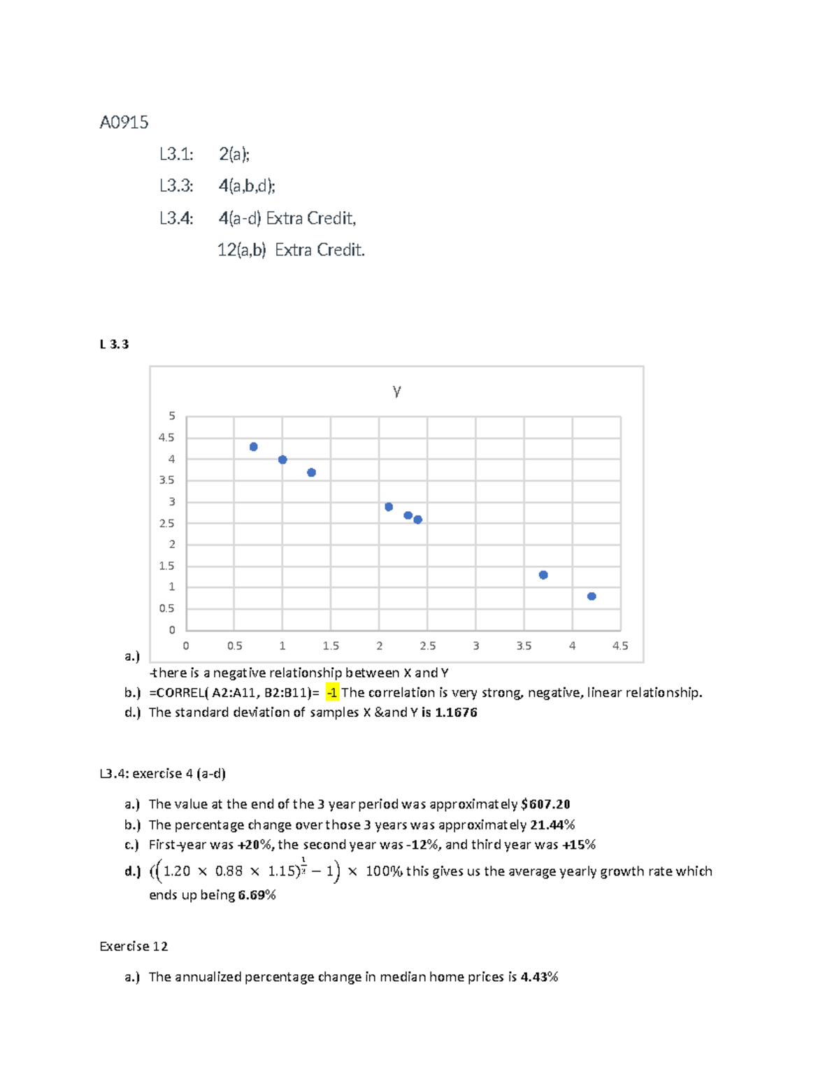 L3.3 Stats homework - l3.3 - A L3: 2(a); L3: 4(a,b,d); L3: 4(a-d) Extra ...