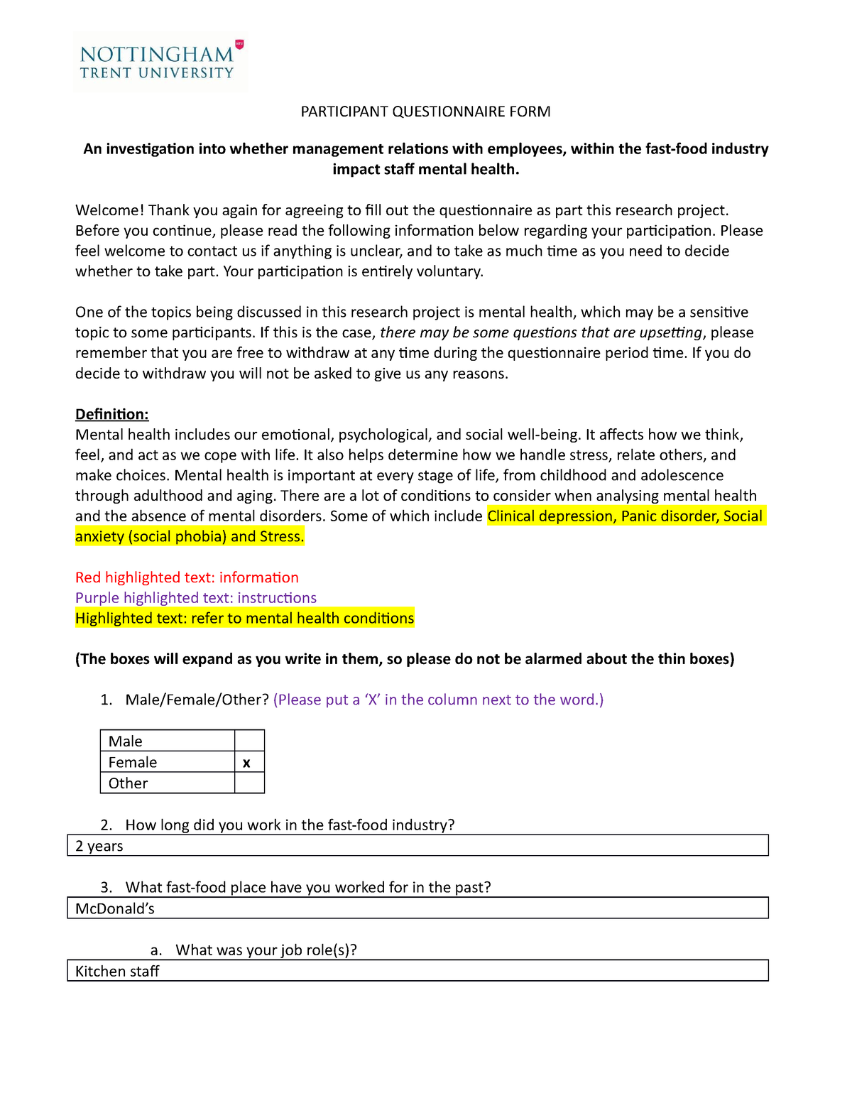 how to prepare a questionnaire for dissertation