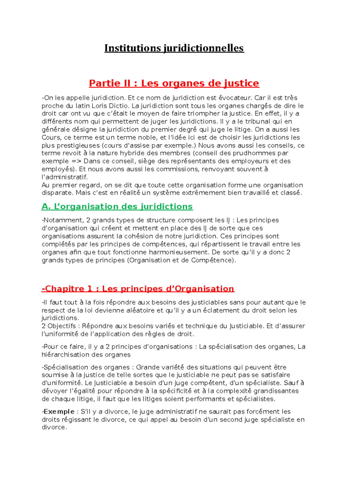 IJ II-1 & - cour 2 - Institutions juridictionnelles Partie II : Les ...