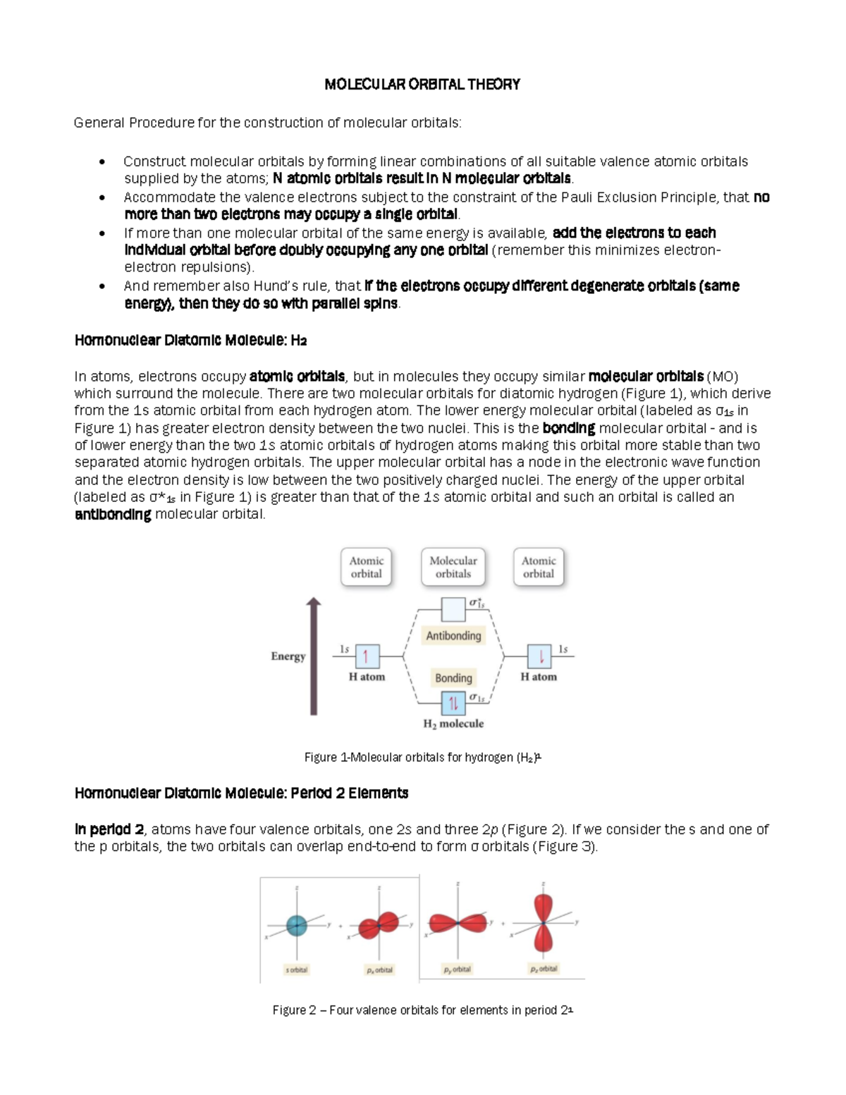 Week+3- Molecular+ Orbitaltheory+LAB - MOLECULAR ORBITAL THEORY General ...